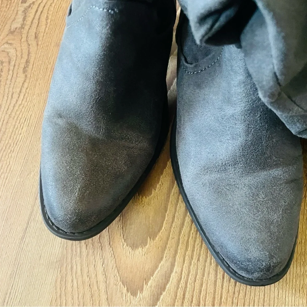 Qupid woman’s calf block heel boot size 6.5 back zip winter chic pointy toe gray - Picture 4 of 10